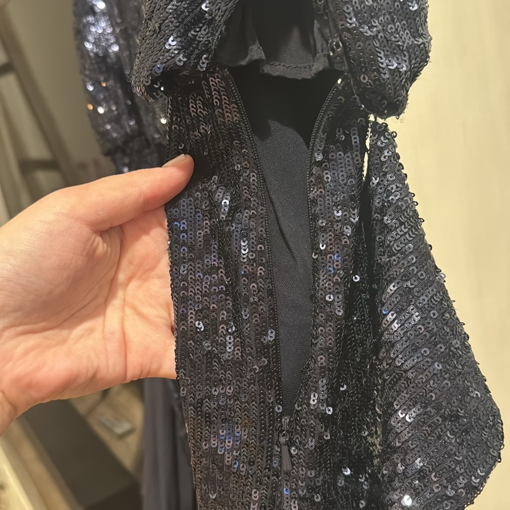 Tory Burch Alton Blue Sequin Belted Sleeveless Dress - Picture 4 of 10